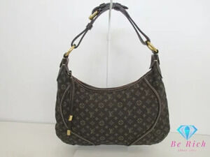 Louis Vuitton Monogram Lin Manon Shoulder Bag Ebene Brown LV Hobo Handbag